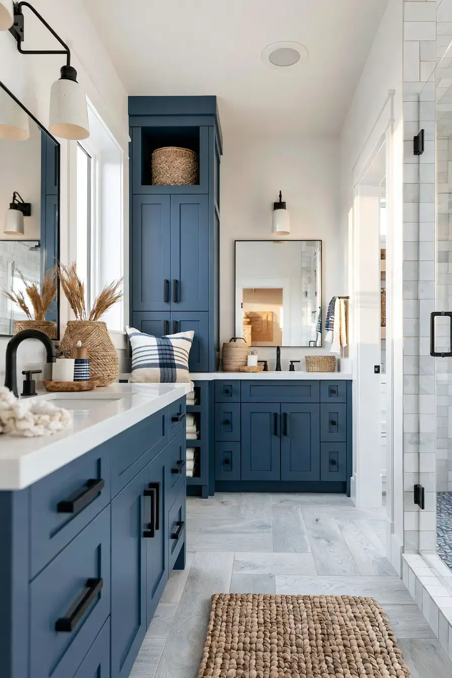 29 Nautical Bathroom Ideas with a Rope Mirror Frame 2