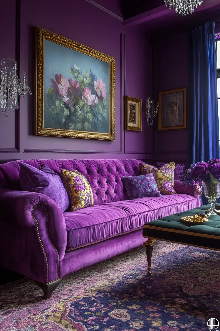 29 Purple Living Room Ideas with a Plum Accent Wall 20
