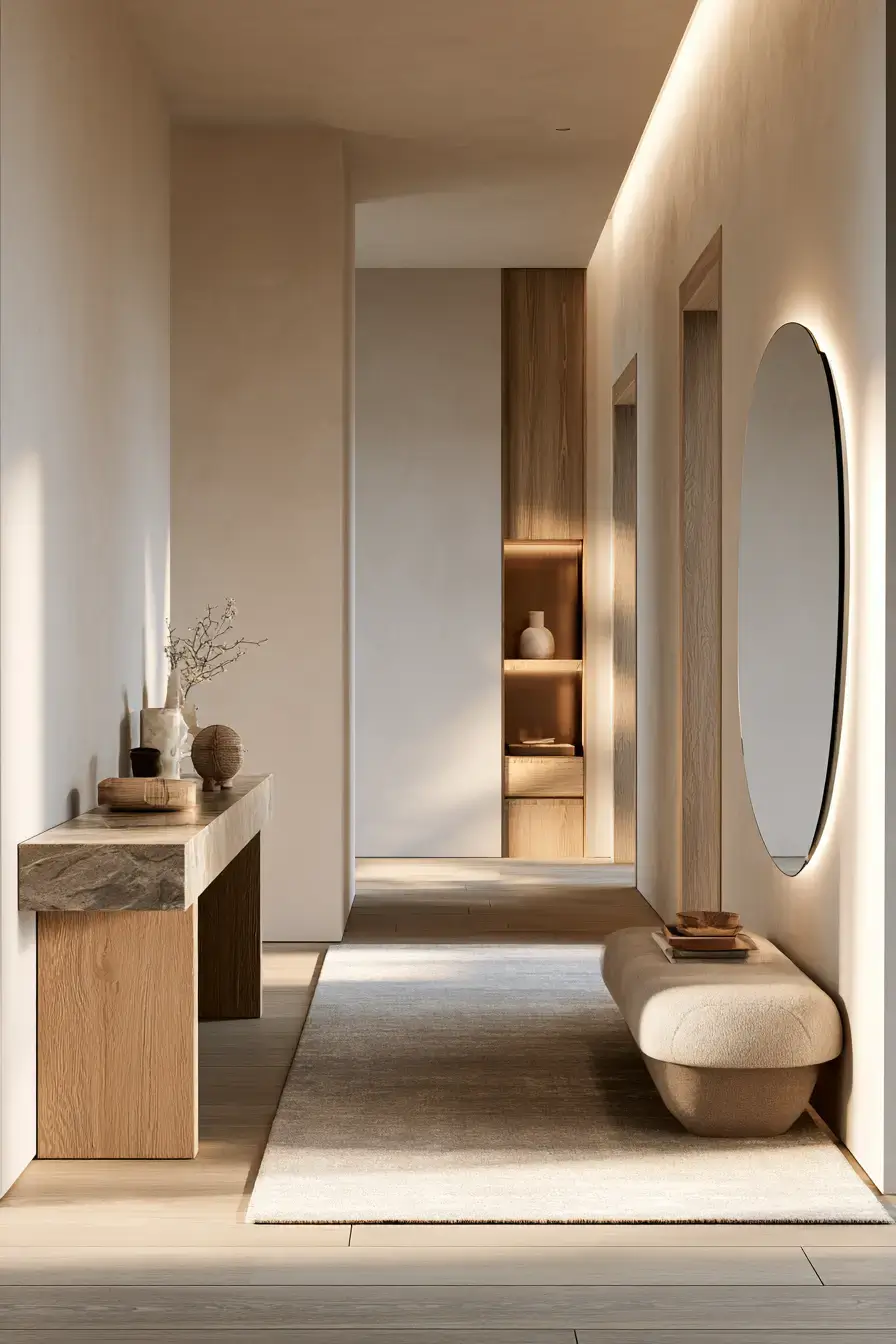 29 Japandi Entryway Ideas with a Stone Tray for Keys 21