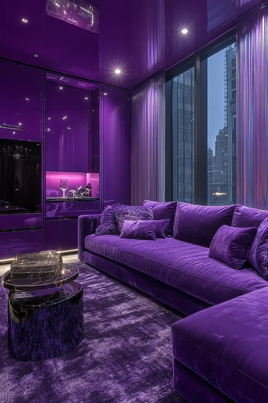 29 Purple Living Room Ideas with a Plum Accent Wall 22