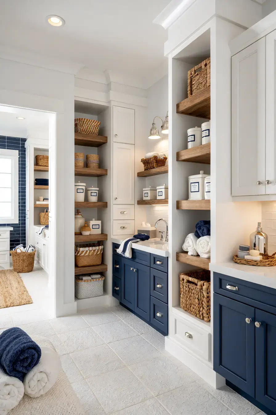 29 Nautical Bathroom Ideas with a Rope Mirror Frame 22