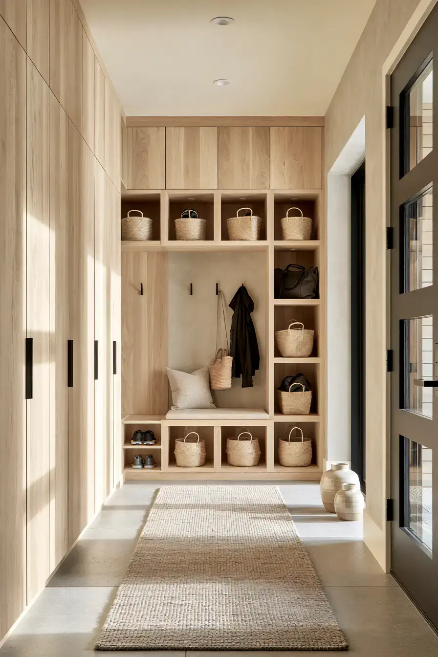 29 Japandi Entryway Ideas with a Stone Tray for Keys 23