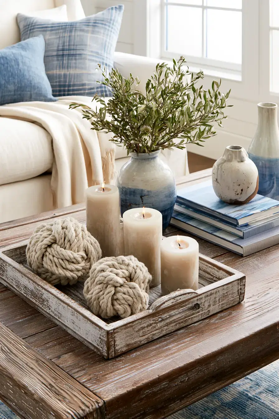 29 Rustic Nautical Decor Ideas with a Rope-Wrapped Mantel Beam 25