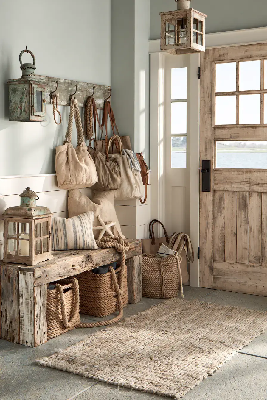 29 Rustic Nautical Decor Ideas with a Rope-Wrapped Mantel Beam 26