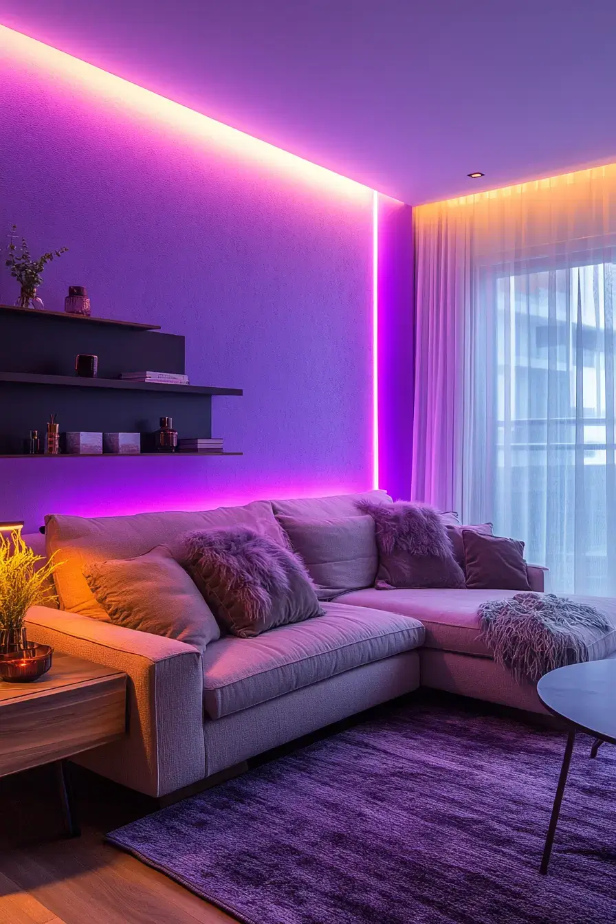 29 Purple Living Room Ideas with a Plum Accent Wall 28