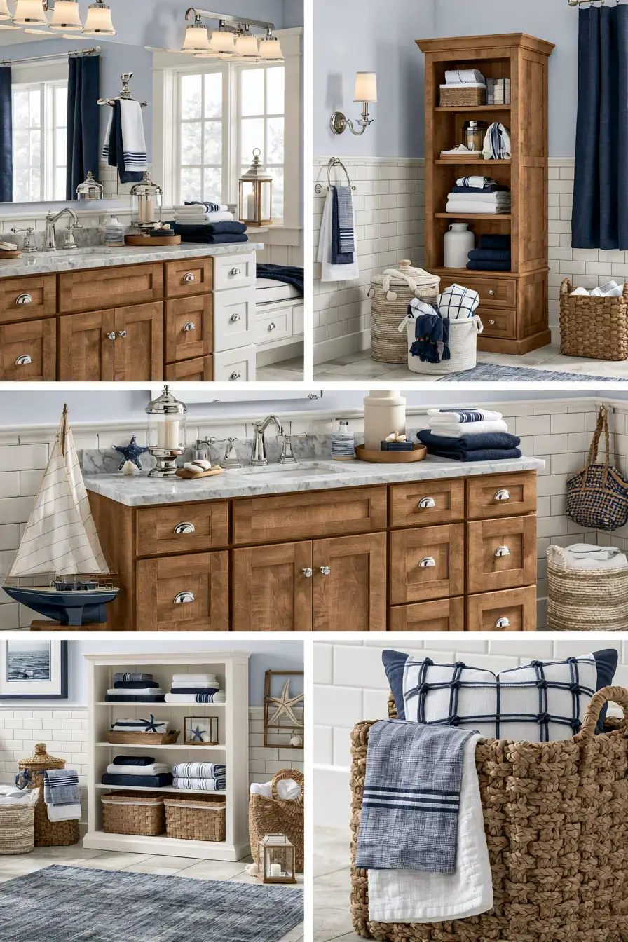 29 Nautical Bathroom Ideas with a Rope Mirror Frame 29