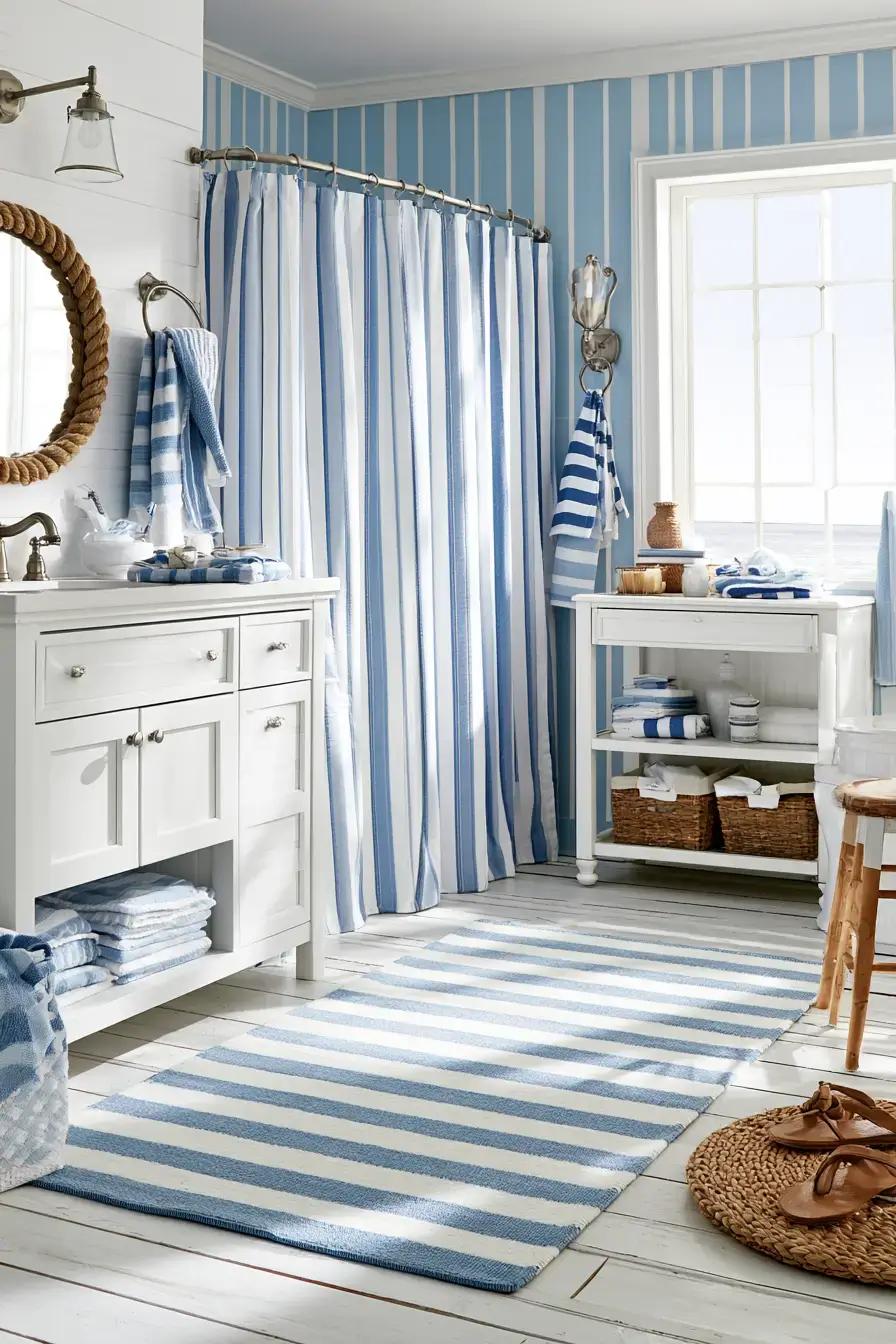 29 Nautical Bathroom Ideas with a Rope Mirror Frame 3
