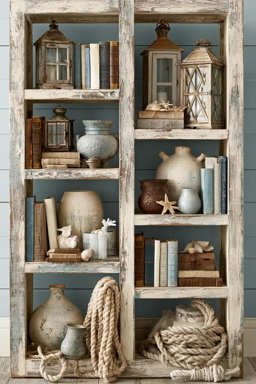 29 Rustic Nautical Decor Ideas with a Rope-Wrapped Mantel Beam 4