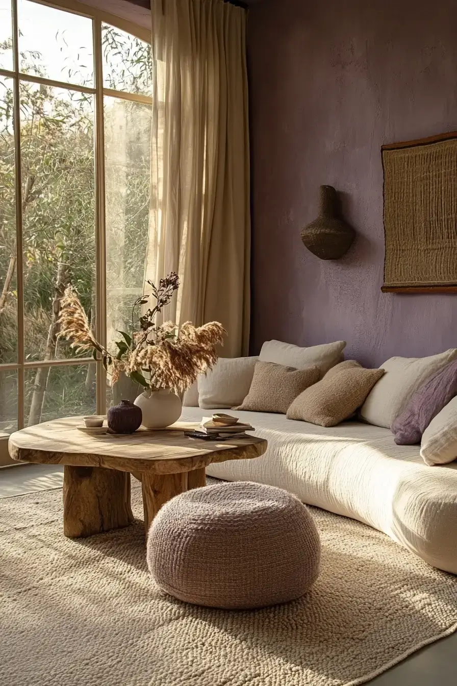29 Purple Living Room Ideas with a Plum Accent Wall 4