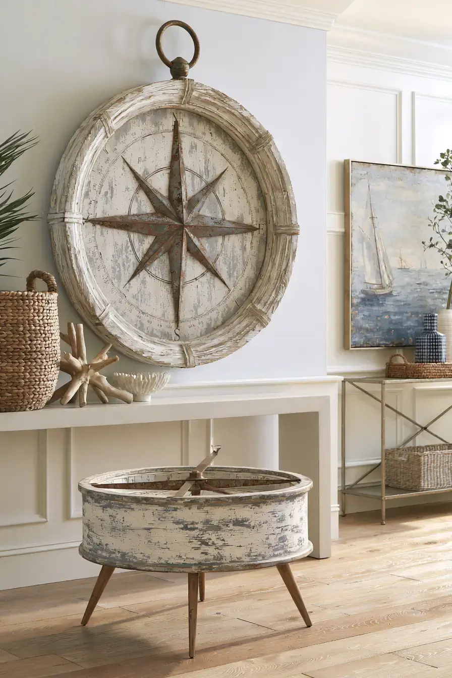 29 Rustic Nautical Decor Ideas with a Rope-Wrapped Mantel Beam 6