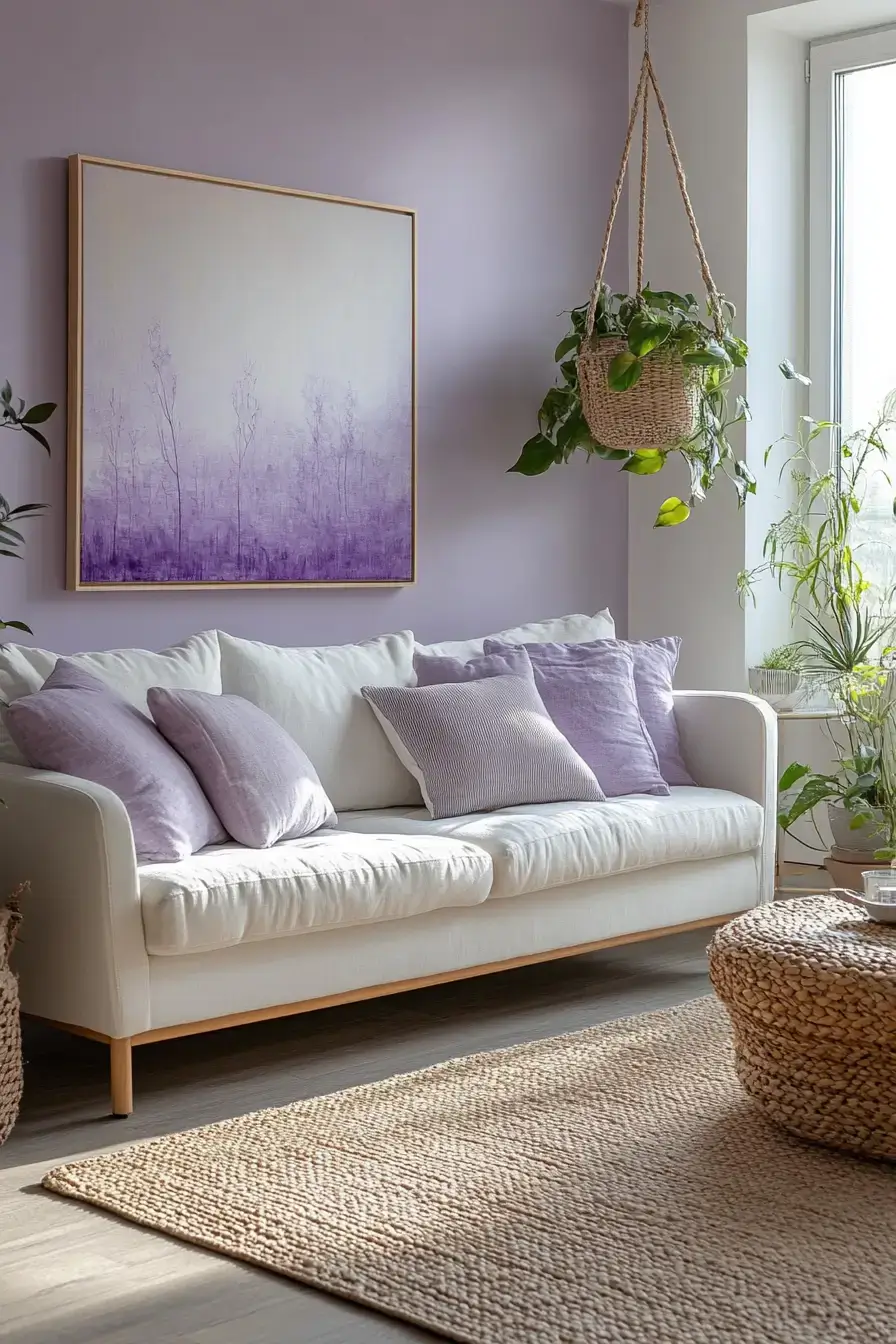 29 Purple Living Room Ideas with a Plum Accent Wall 6