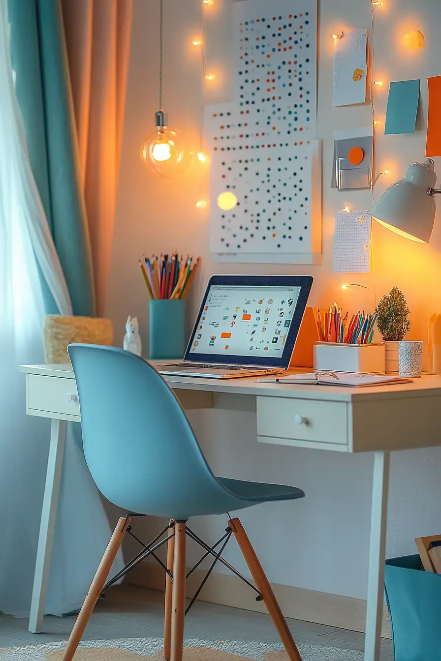 29 Study Desk Decor Ideas with a Cork Tile Grid 8
