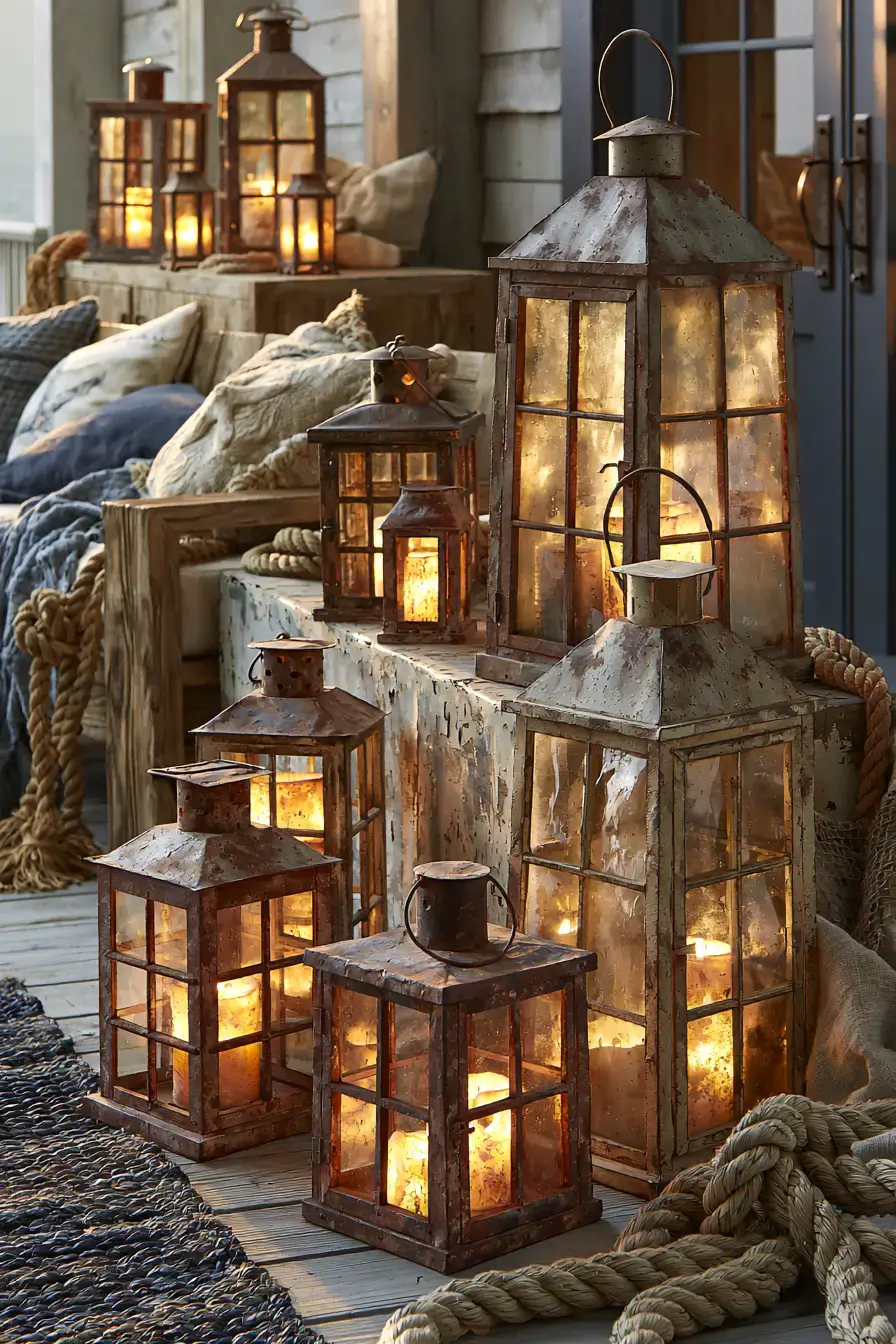 29 Rustic Nautical Decor Ideas with a Rope-Wrapped Mantel Beam 8