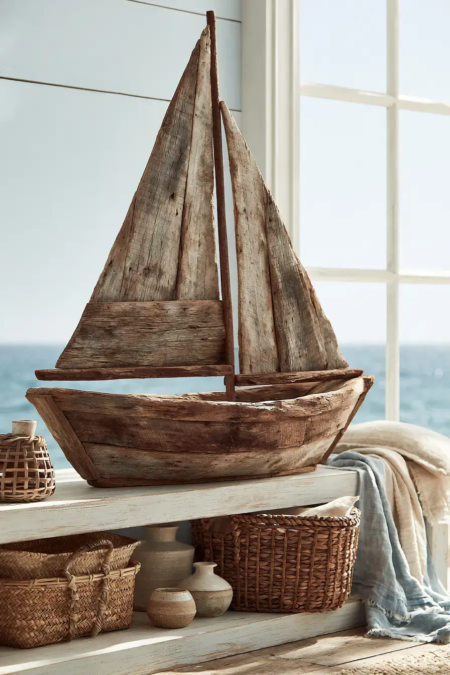 29 Rustic Nautical Decor Ideas with a Rope-Wrapped Mantel Beam 9