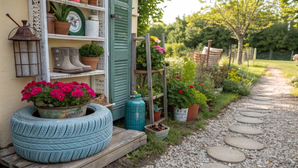 29 Upcycled Garden Decor Ideas with a Tire Planter 30 upcycled garden decor ideas
